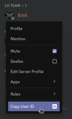 Копирование ID участника