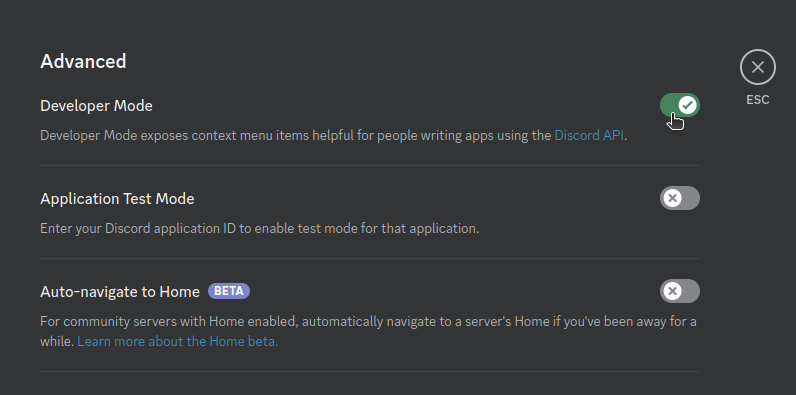 Переключатель режима разработчика